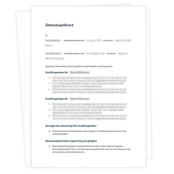 Äktenskabsförord example