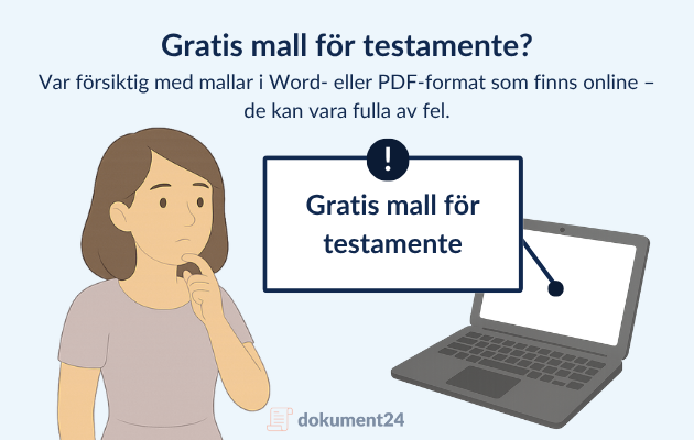 Bild som illustrerar ett juridiskt ogiltigt skapat testamente med en gratis mall