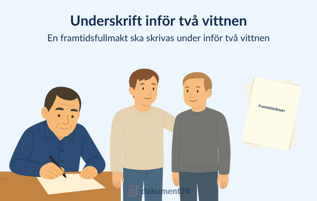 Framtidsfullmakt skrivs under inför två vittnen