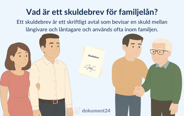 Bild som illustrerar vad ett skuldebrev för familjelån innebär