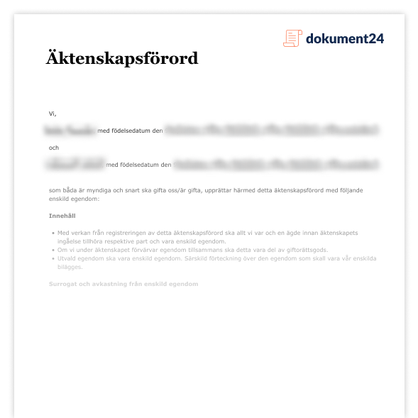Äktenskabsförord example