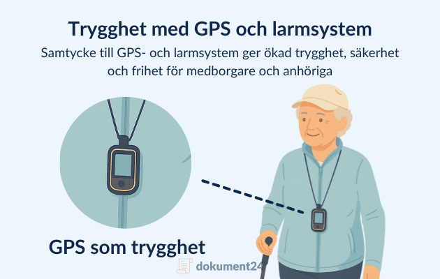 Äldre person med GPS-armband som ger trygghet och möjlighet till snabb hjälp, som en del av personligt larm- och spårningssystem.