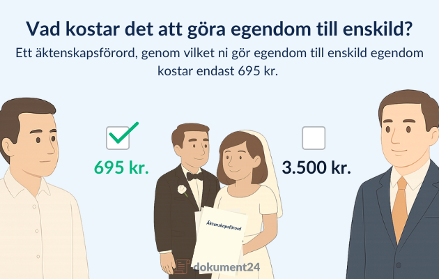 Bild som illustrerar priset för att skapa äktenskapsförord för enskild egendom